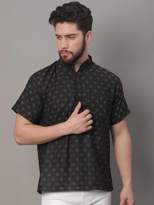mandarin neck printed short kurta - 20009843 - Standard Image - 0