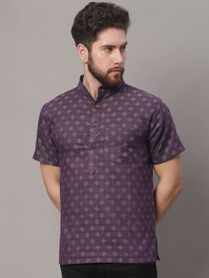 mandarin neck printed short kurta