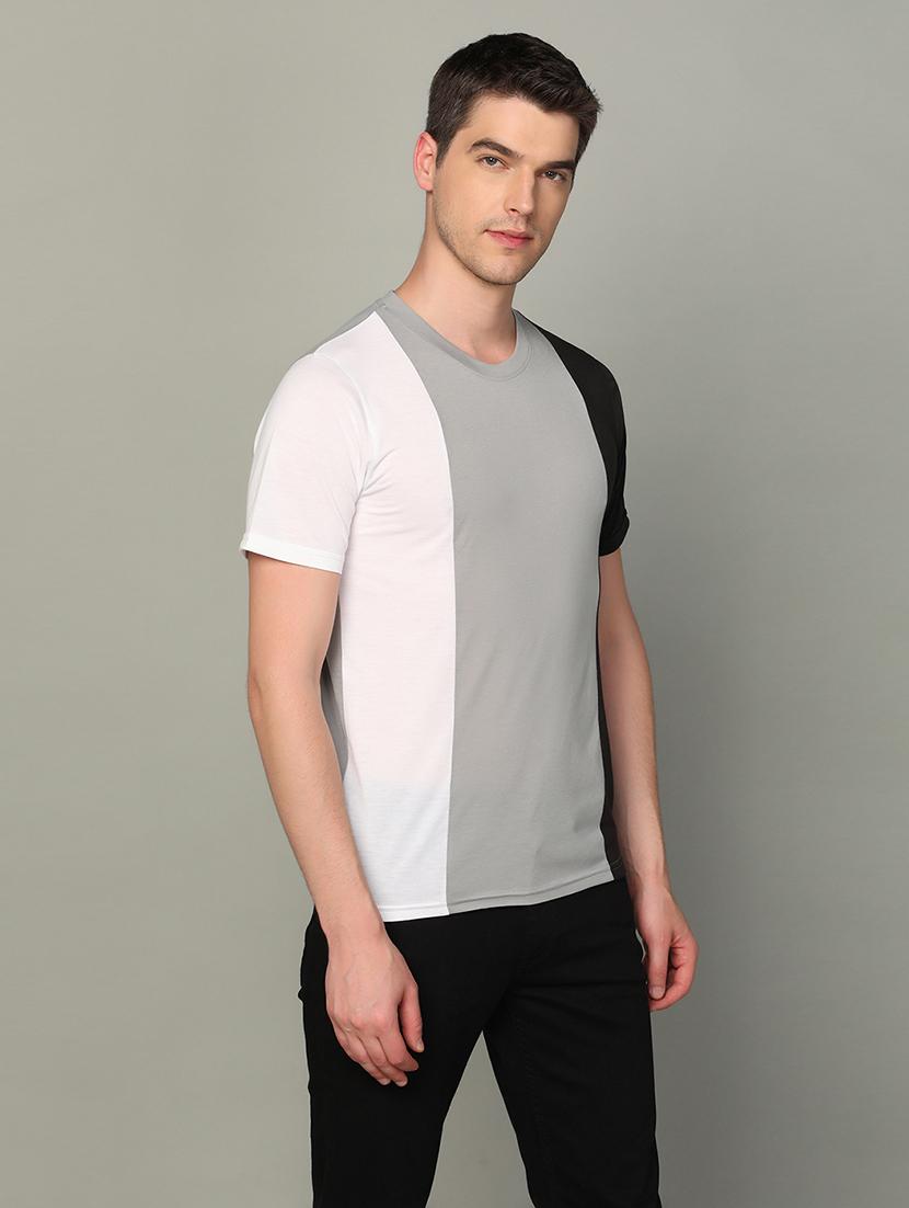 round neck color block regular t-shirt - 20010072 - Standard Image - 2