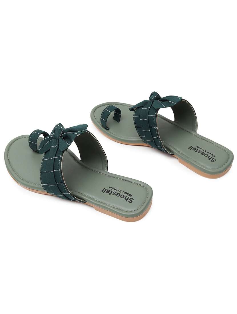 green nubuck leather one toe sandals - 20010519 - Standard Image - 2