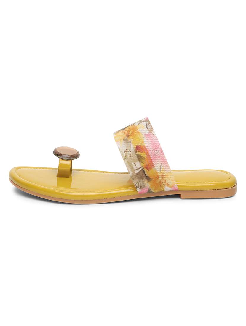yellow nubuck leather one toe sandals - 20010523 - Standard Image - 2