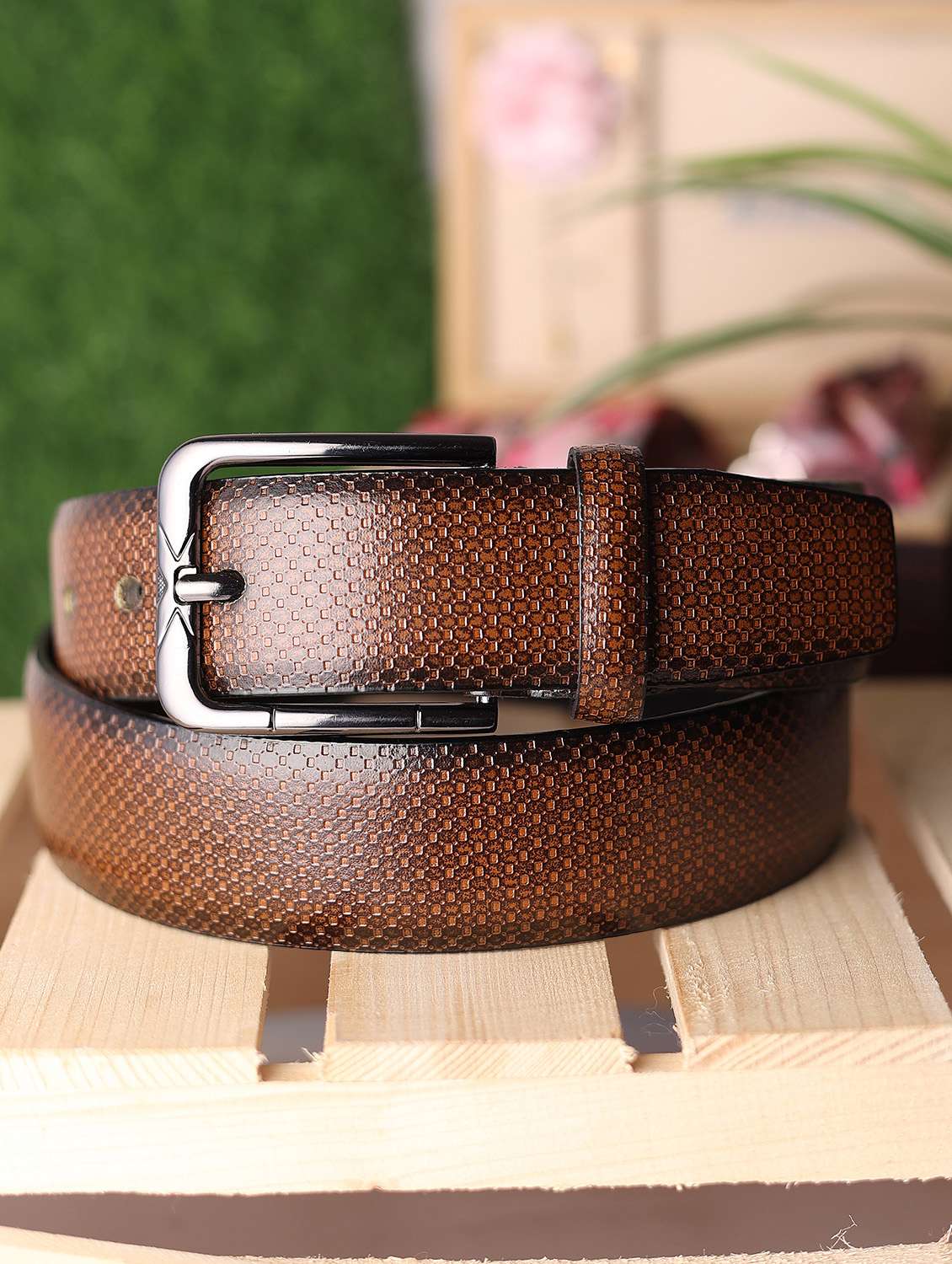 men brown leather belt