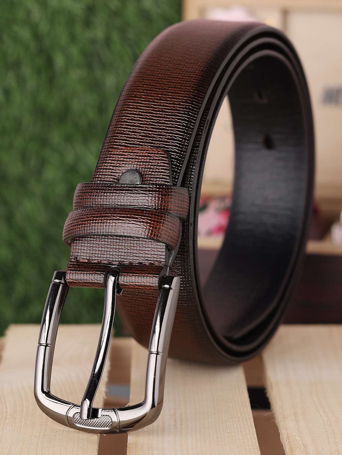 brown leather belt