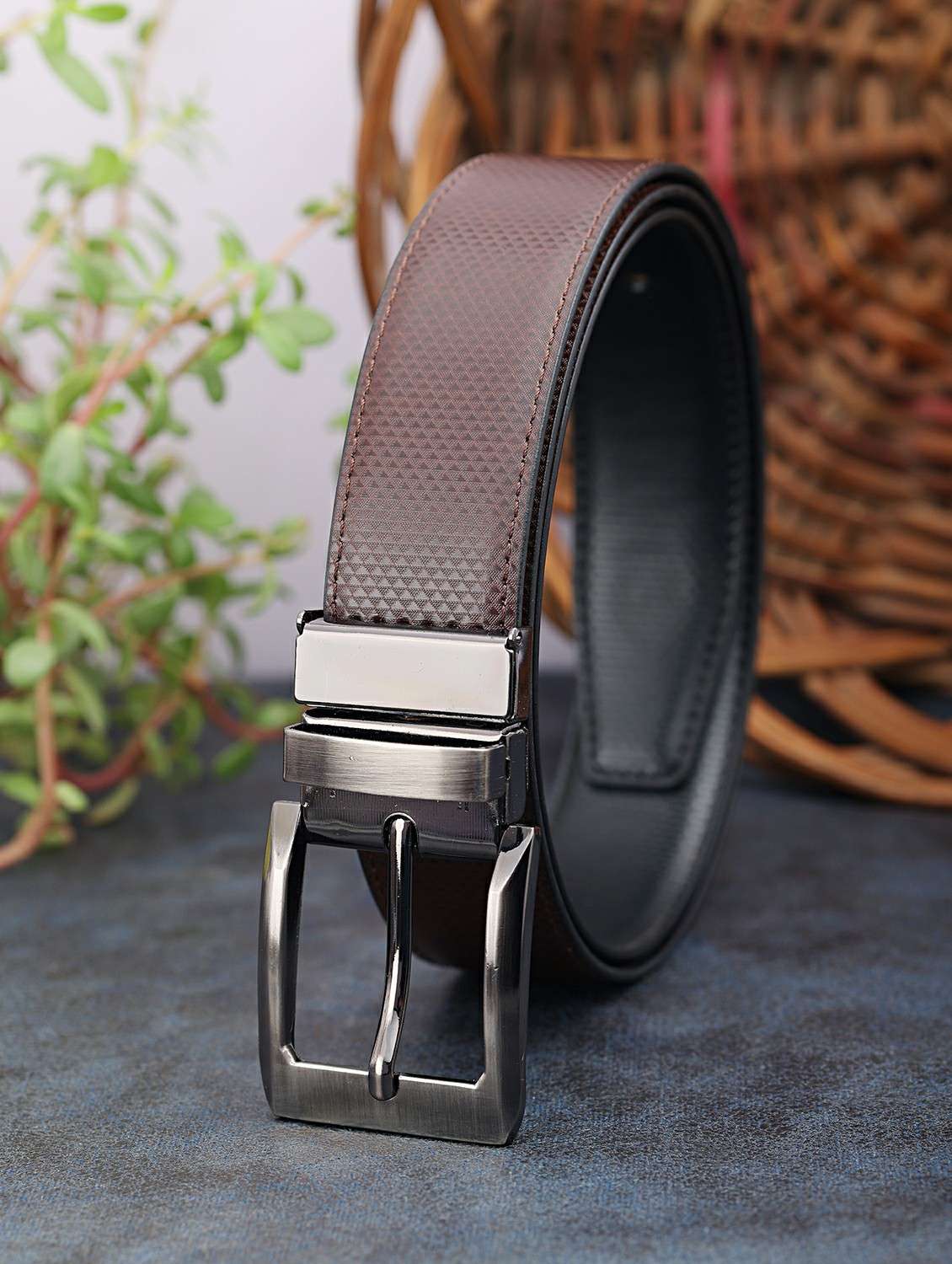 men brown leather belt
