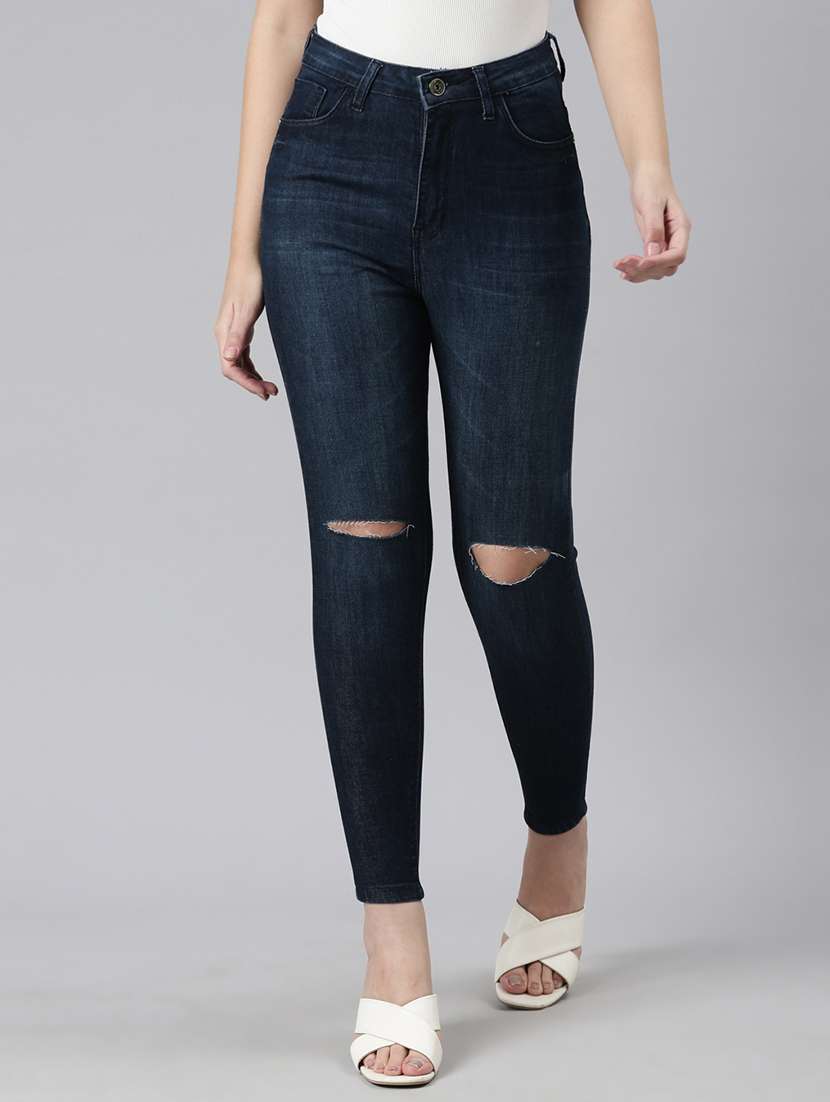 women's slash knee skinny fit jeans