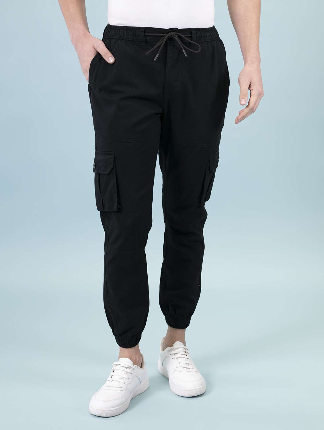 black cotton jogger casual trouser