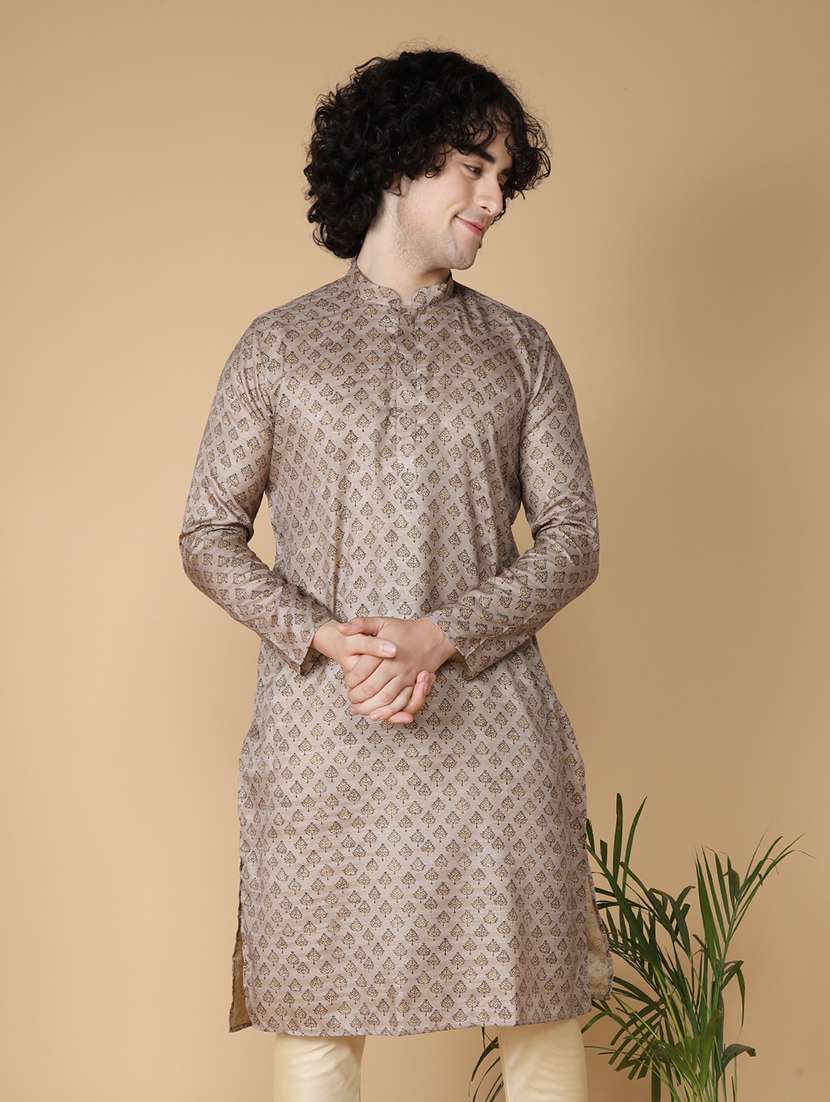 mandarin neck printed long kurta - 20011613 - Zoom Image - 0