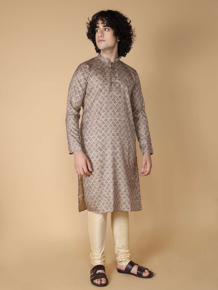 mandarin neck printed long kurta - 20011613 - Standard Image - 2