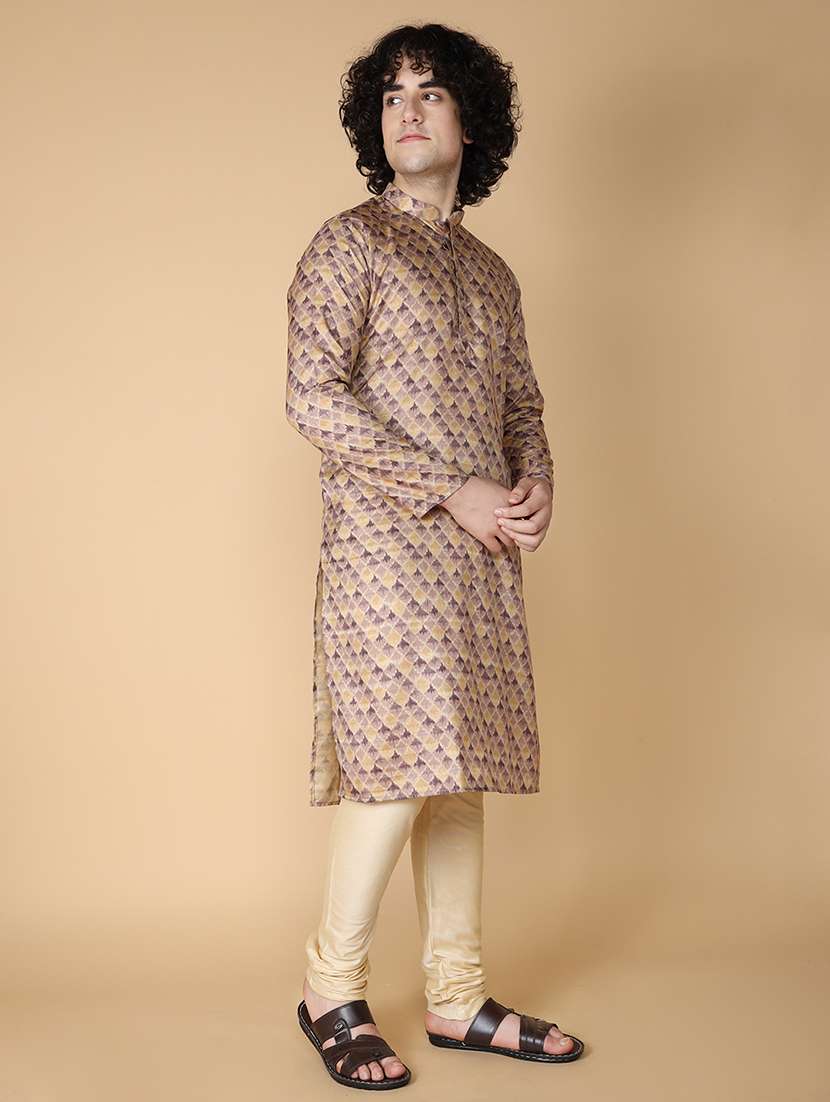 mandarin neck printed long kurta - 20011618 - Standard Image - 2