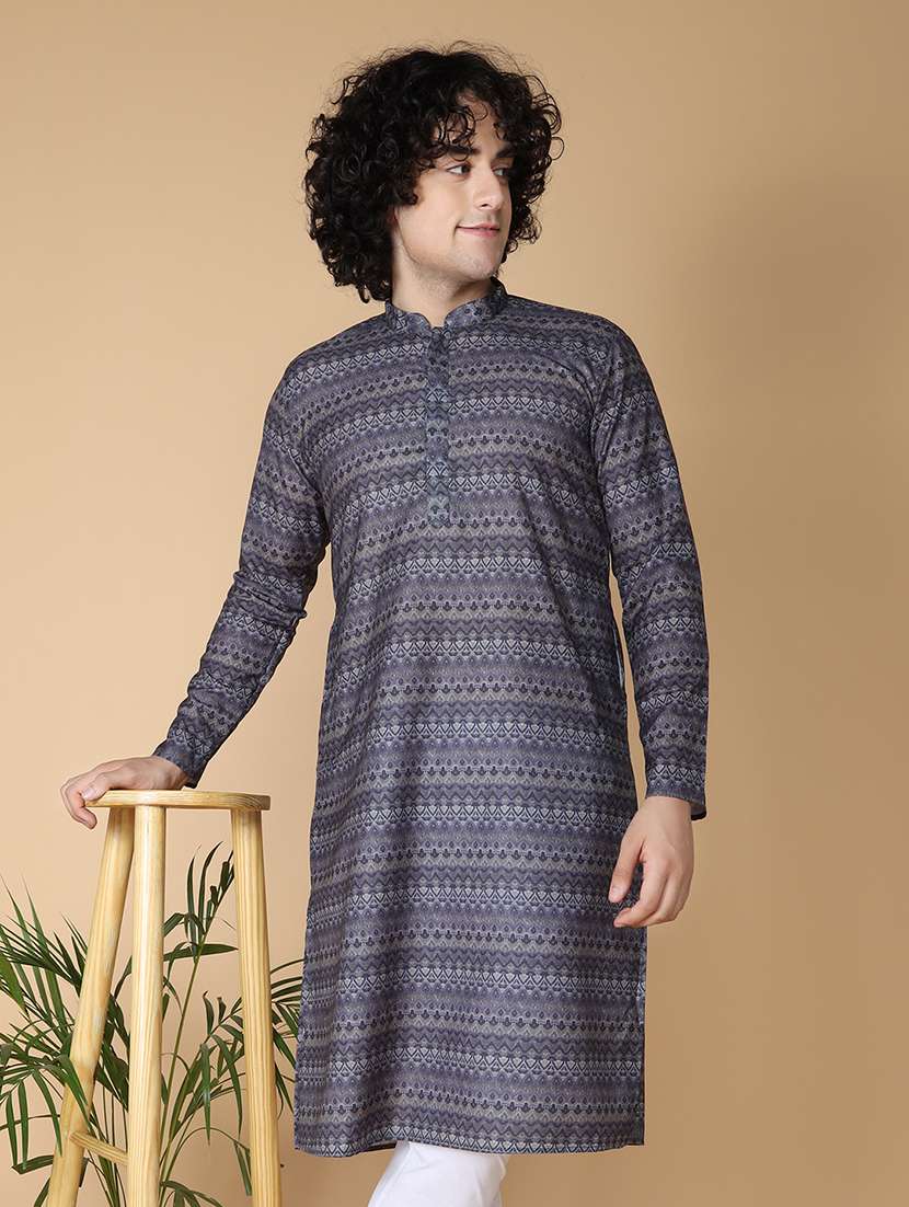 mandarin neck printed long kurta