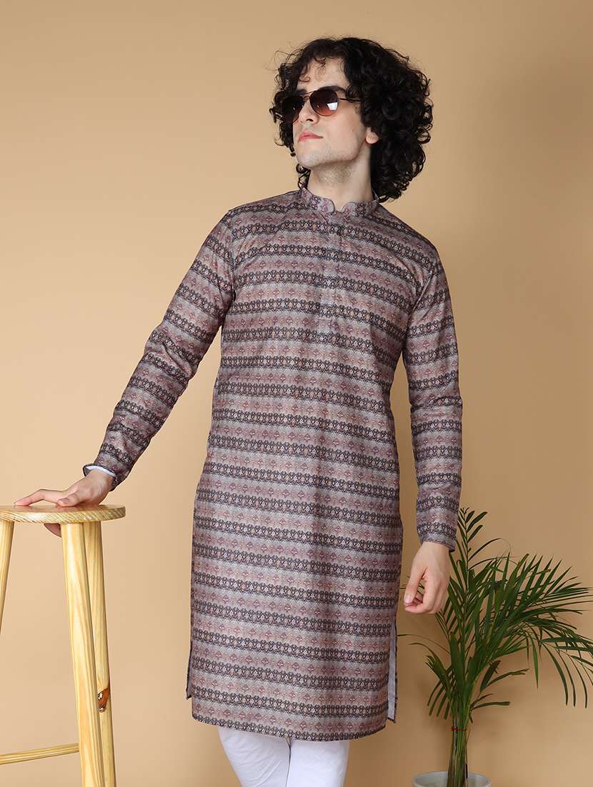 mandarin neck printed long kurta