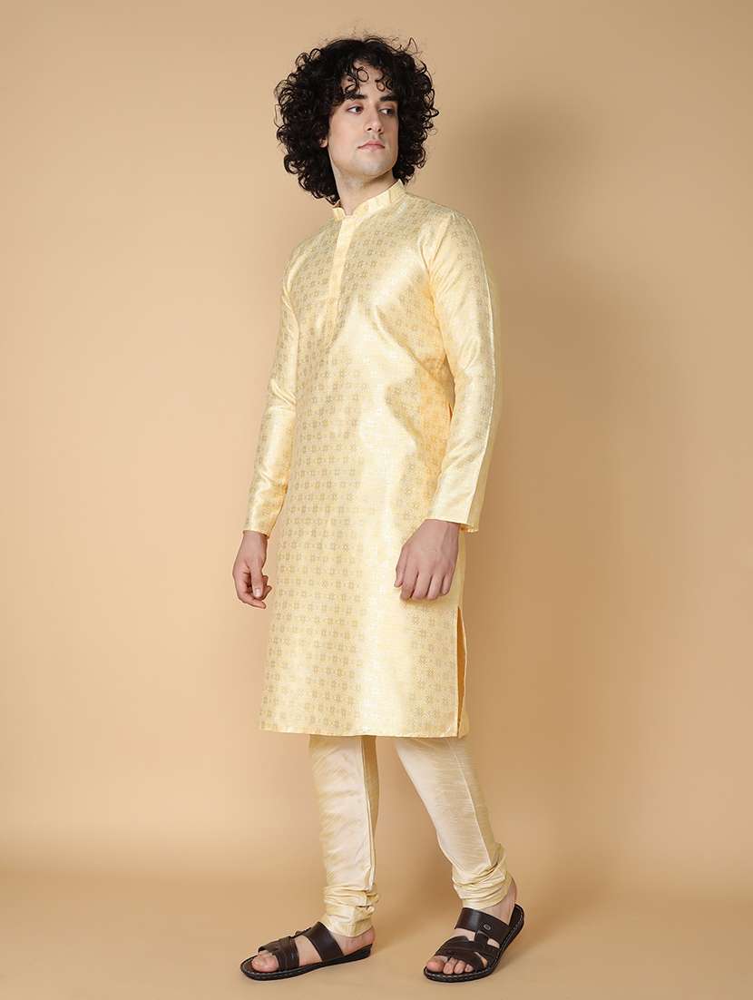 mandarin neck self design long kurta - 20011634 -  Standard Image - 2
