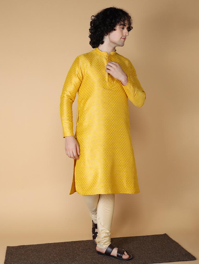 mandarin neck self design long kurta - 20011636 - Standard Image - 2