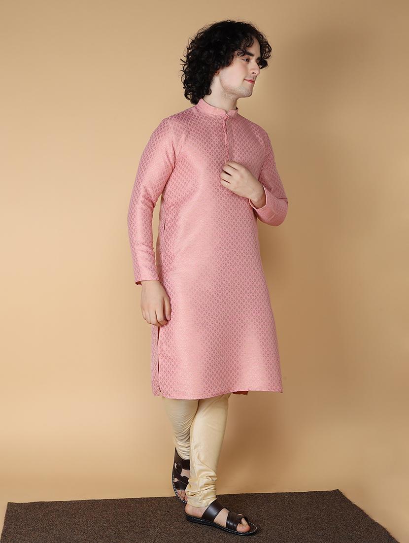 mandarin neck self design long kurta - 20011640 - Standard Image - 2