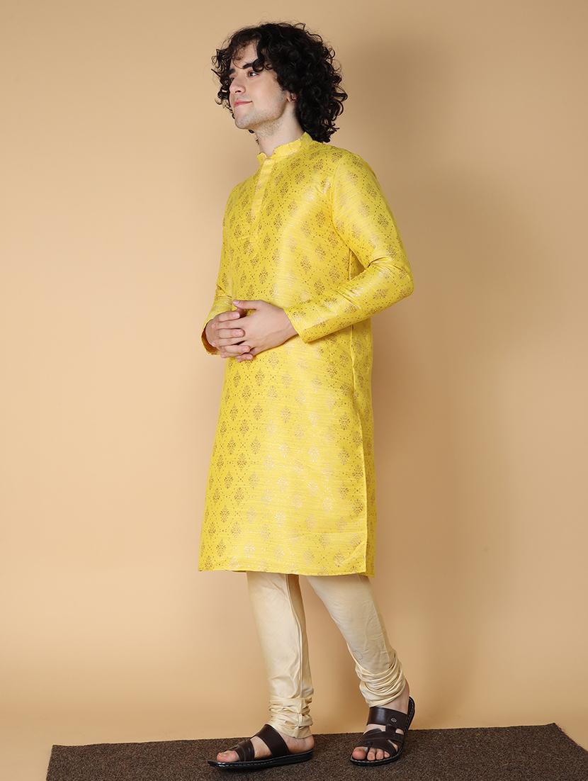 mandarin neck self design long kurta - 20011647 - Standard Image - 2