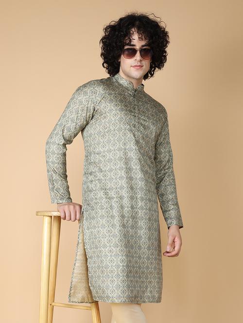 mandarin neck printed long kurta - 20011668 - Standard Image - 0