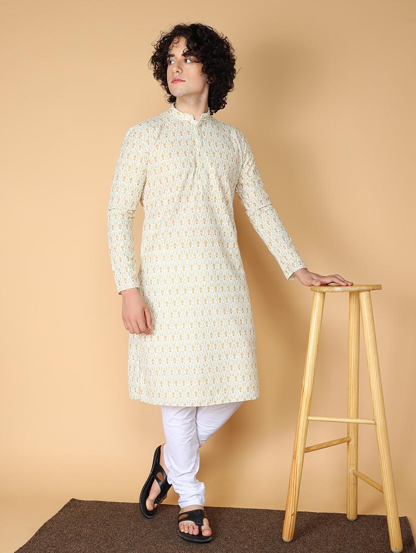 men embroidered kurta churidar ethnic wear set - 20011685 - Zoom Image - 0