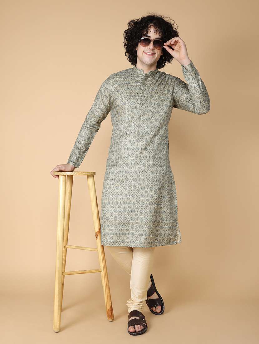 men printed kurta churidar ethnic wear set - 20011723 -  Standard Image - 2