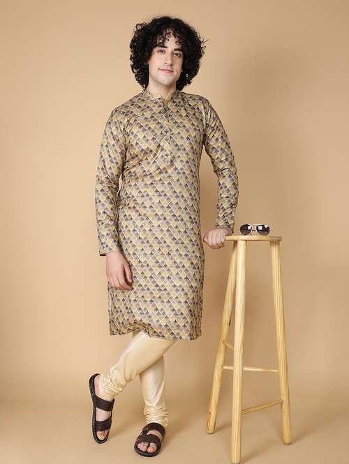 men printed kurta churidar ethnic wear set - 20011734 - Standard Image - 0