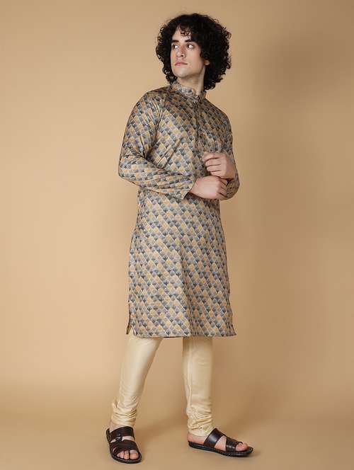 men printed kurta churidar ethnic wear set - 20011735 - Standard Image - 0