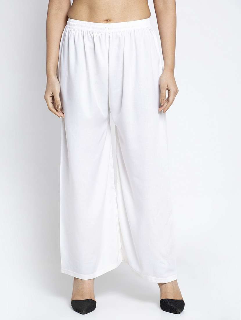 white rayon palazzos
