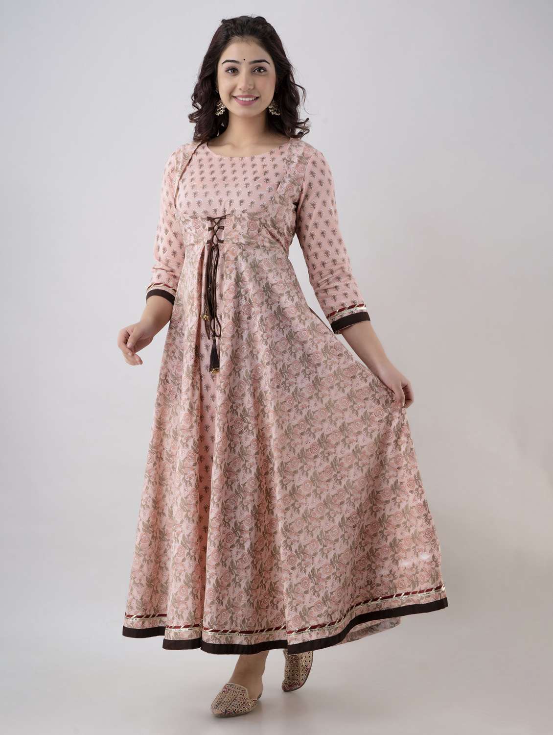pink rayon anarkali kurta - 20011850 -  Standard Image - 2