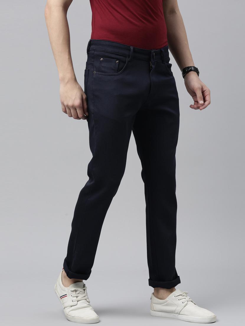 dark blue cotton plain jeans - 20011932 - Standard Image - 2
