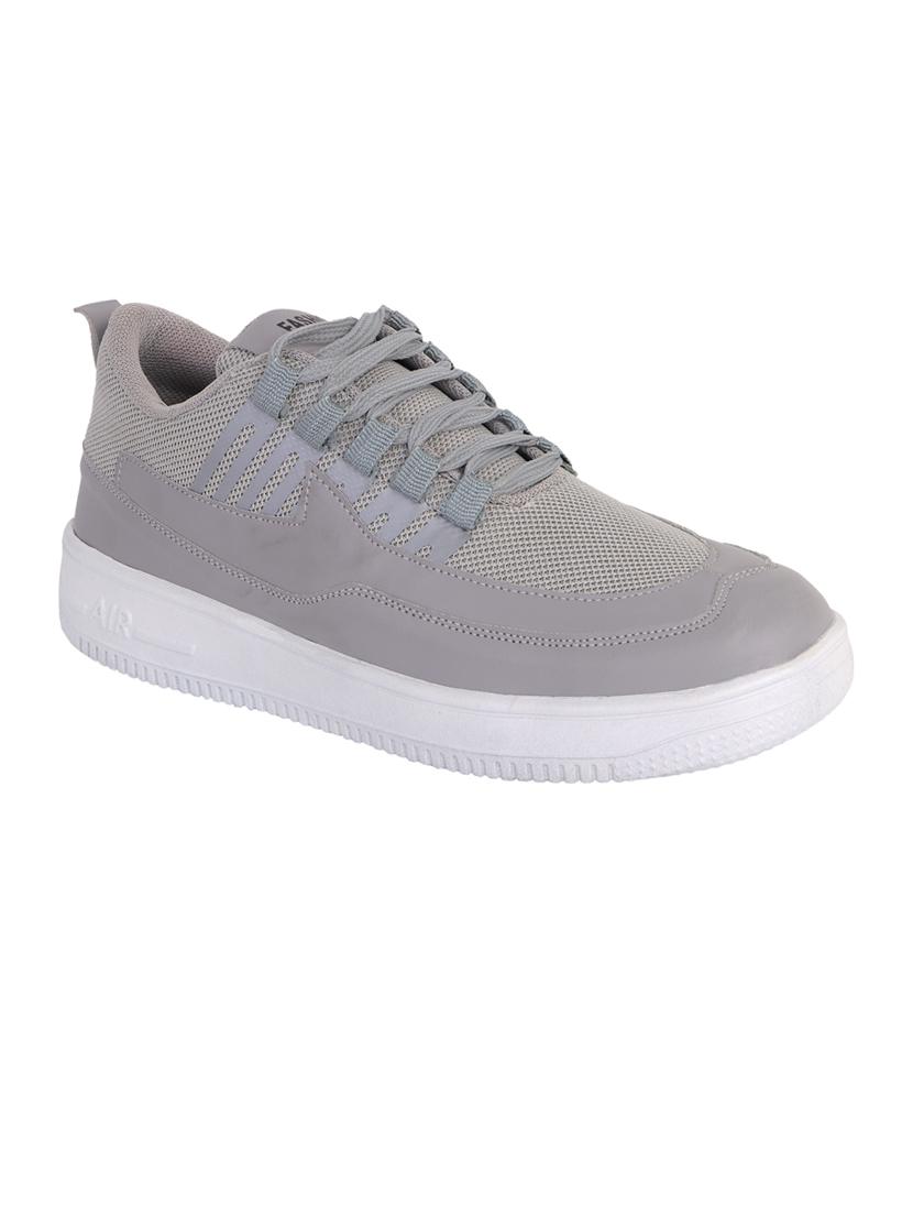 grey synthetic laceup sneakers - 20012039 -  Zoom Image - 0