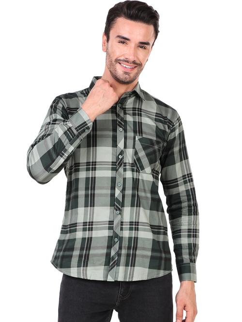 mens checks long sleeve casual shirt - 20012048 - Standard Image - 0