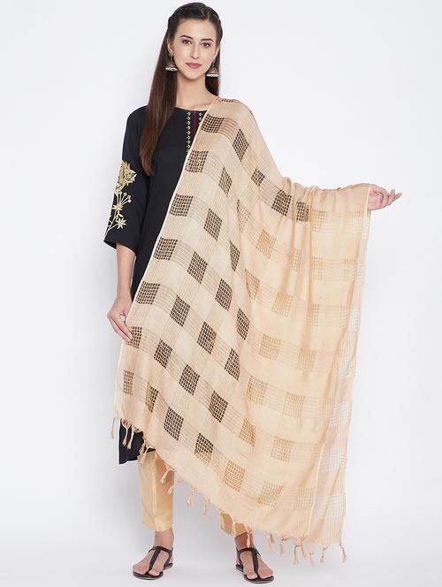beige cotton dupatta - 20012055 -  Standard Image - 0