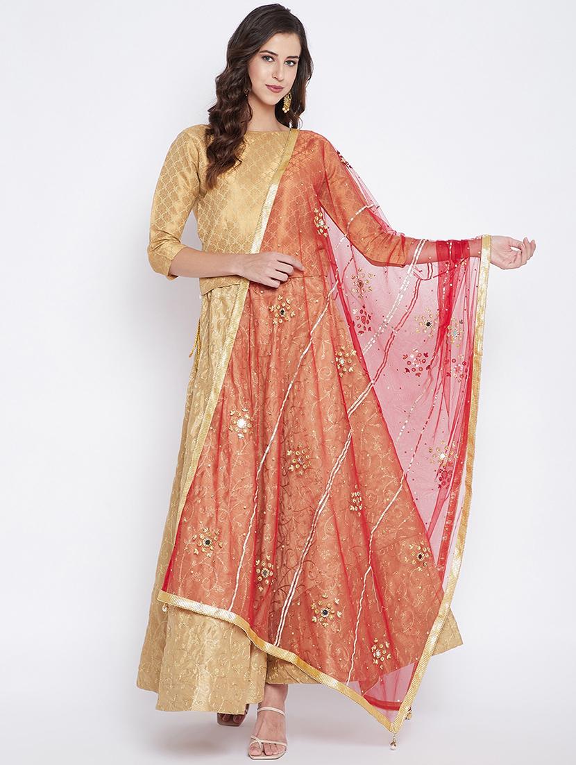 maroon net dupatta - 20012076 - Zoom Image - 0