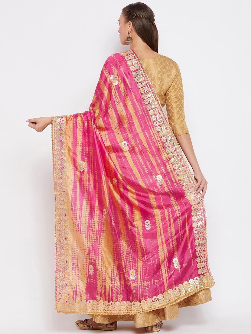pink silk blend dupatta - 20012078 - Standard Image - 2