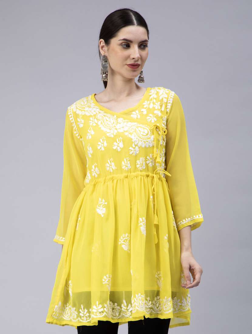 chikankari georgette short kurti