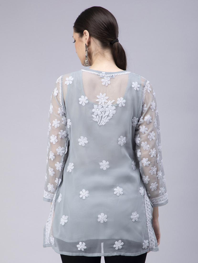 chikankari georgette short kurti - 20012909 - Standard Image - 2