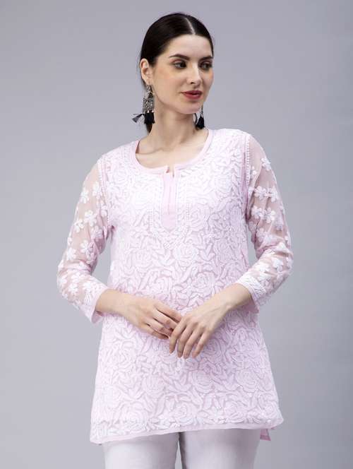 chikankari georgette short kurti - 20012914 -  Standard Image - 0
