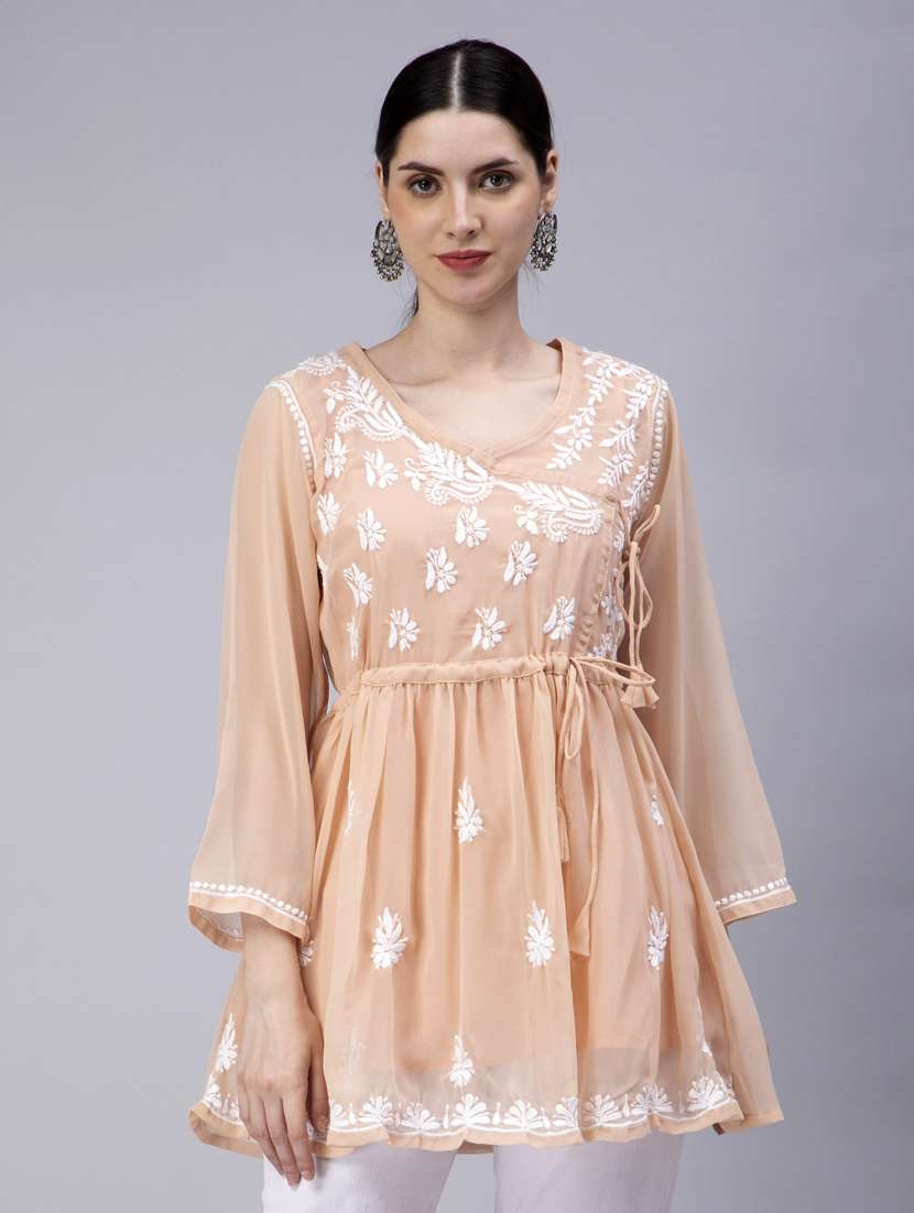 chikankari georgette short kurti