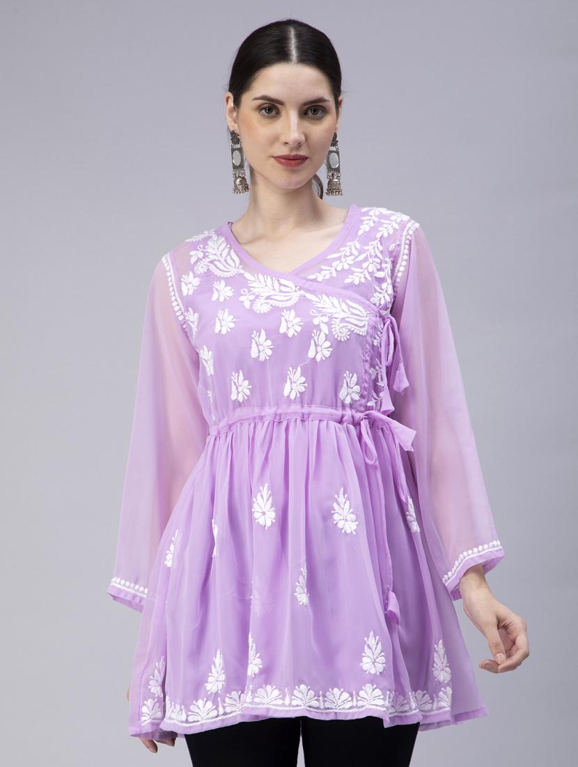 chikankari georgette short kurti