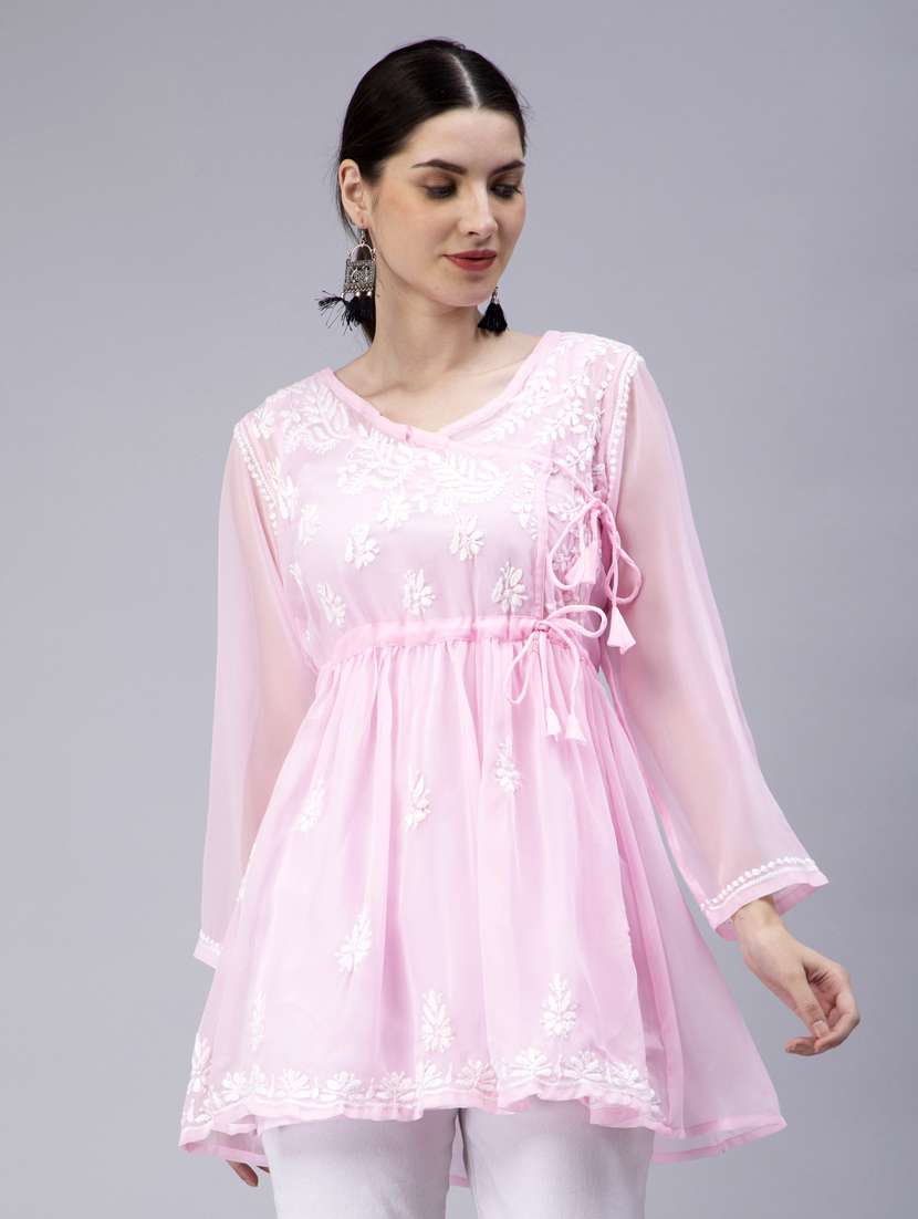 chikankari georgette short kurti