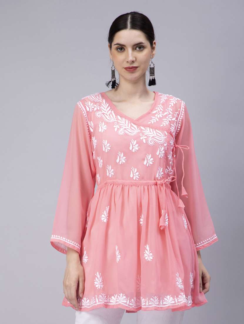 chikankari georgette short kurti