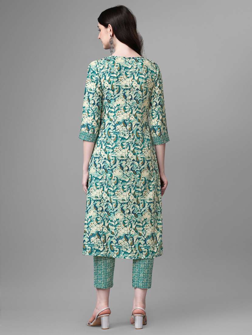 blue cotton kurta pant set - 20013024 - Standard Image - 2