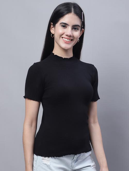 women's solid mock neck top - 20013031 - Standard Image - 0