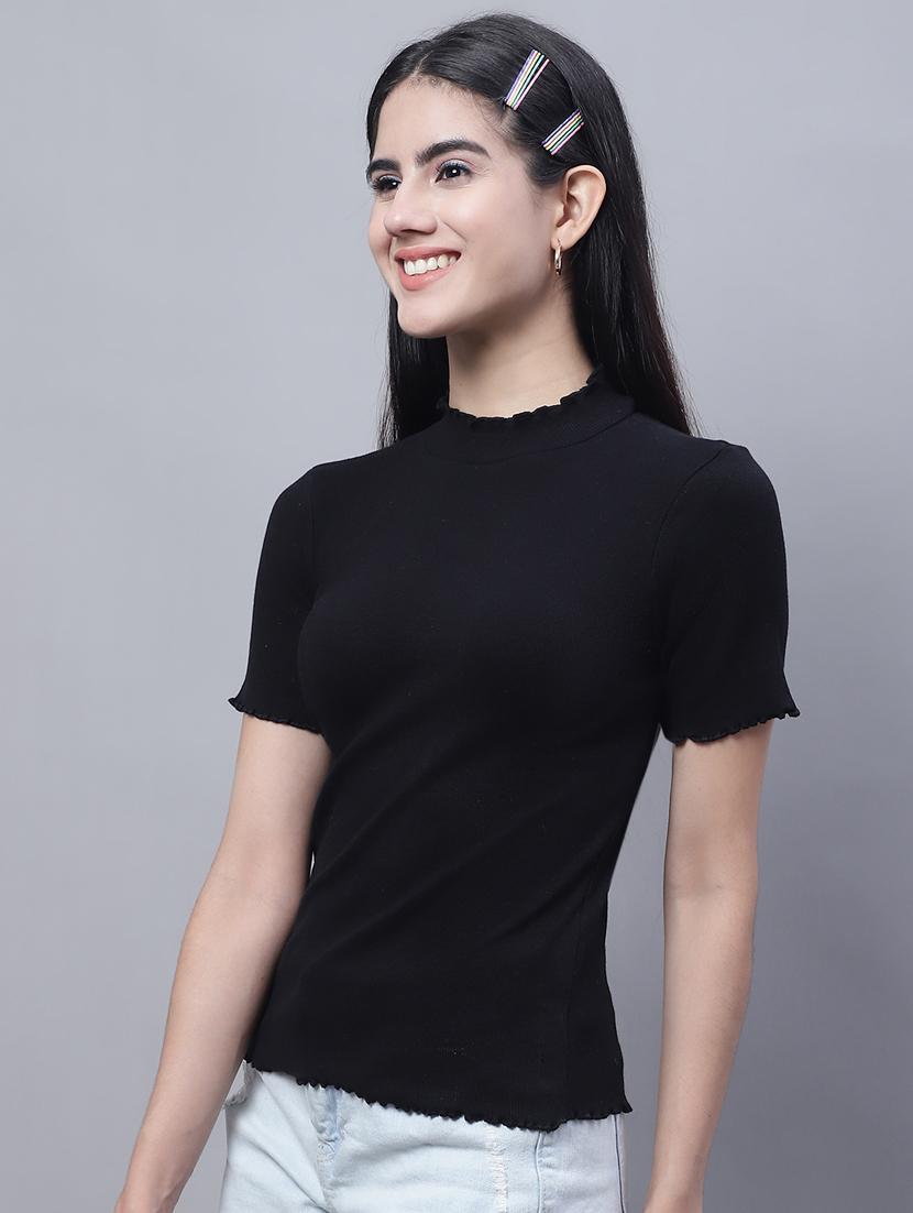 women's solid mock neck top - 20013031 - Standard Image - 2