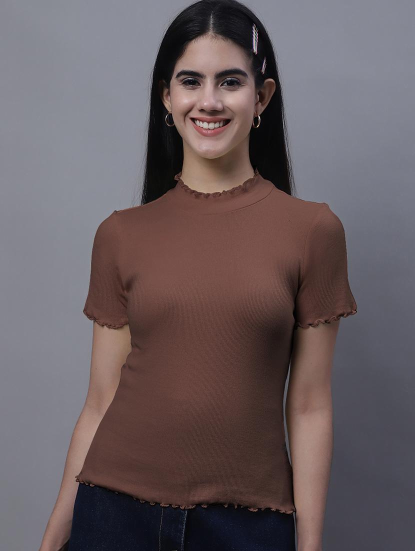 women's solid mock neck top - 20013039 - Zoom Image - 0
