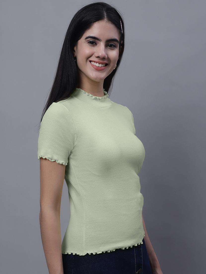 women solid cotton regular top - 20013043 - Standard Image - 2