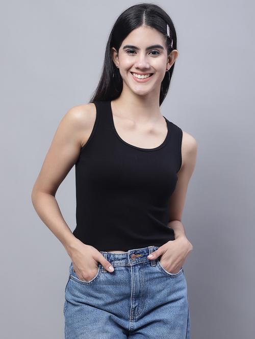 women's crop round neck top - 20013045 -  Standard Image - 0
