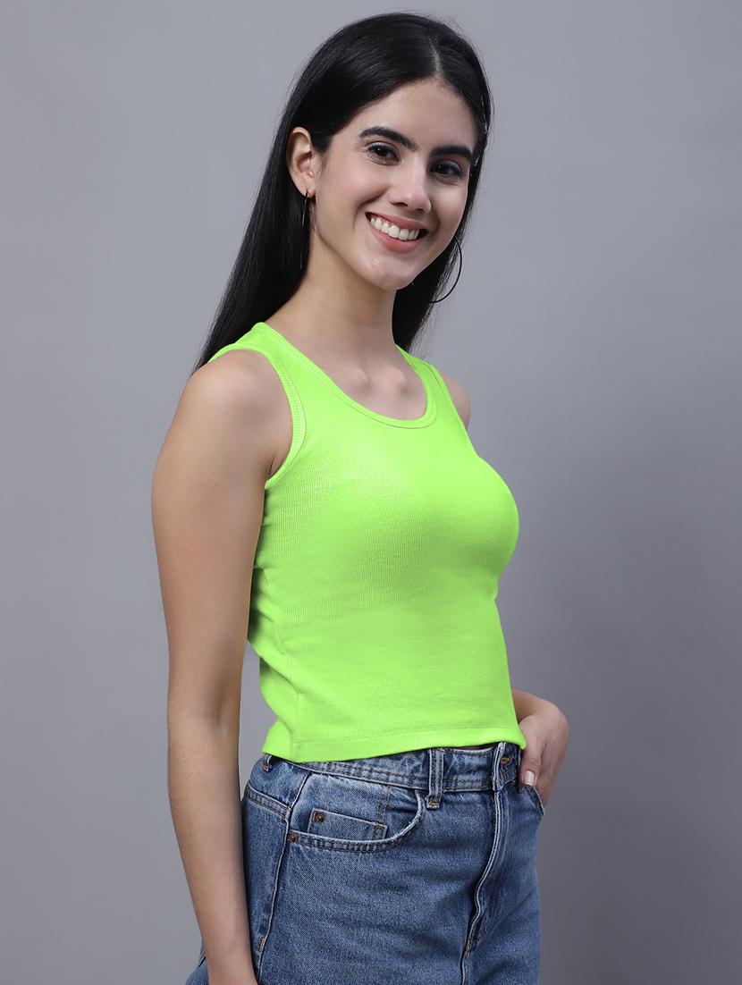 women's crop round neck top - 20013048 - Standard Image - 2
