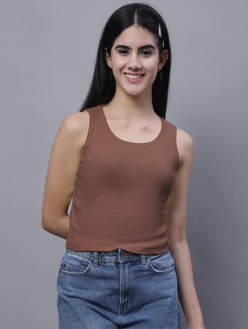 women's crop round neck top - 20013052 - Standard Image - 0