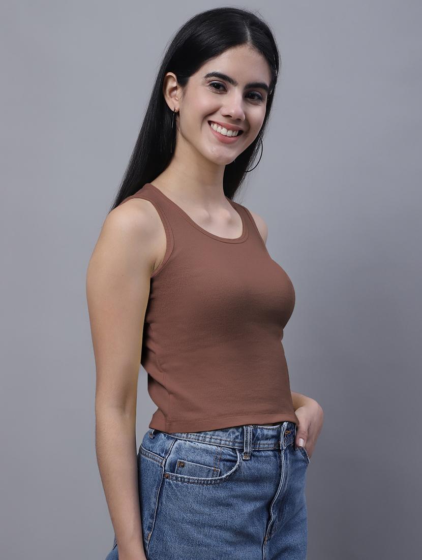 women's crop round neck top - 20013052 - Standard Image - 2