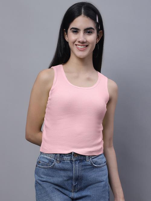 women's crop round neck top - 20013055 - Standard Image - 0