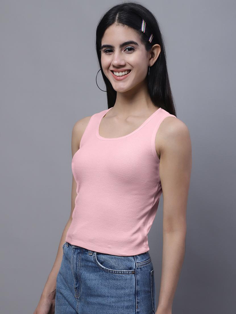 women's crop round neck top - 20013055 - Standard Image - 2